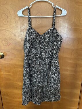 Old Navy Leopard Print Spaghetti Strap Dress - Black & Cream